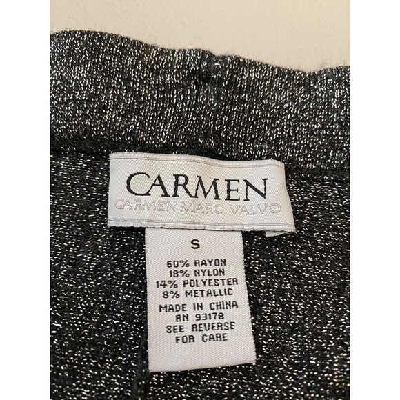 Carmen Marc Valvo Metallic Pleated Skirt Black & Silver Small - Picture 3 of 8